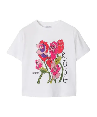 Burberry Rose Cotton T-shirt In White