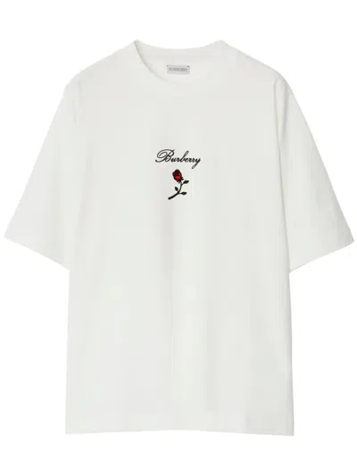 Burberry Stretch Cotton T-shirt For Women In White