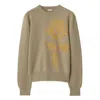 Burberry Rose Embroidered Wool Blend Crewneck Sweater