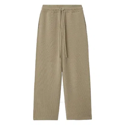 Burberry Rose Embroidered Drawstring Wool Trousers In Green