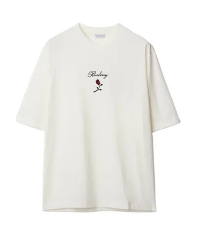 BURBERRY BURBERRY LOGO EMBROIDERED CREWNECK T-SHIRT