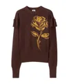 Burberry Knit Stretch Floral Graphic Sweater In Brown