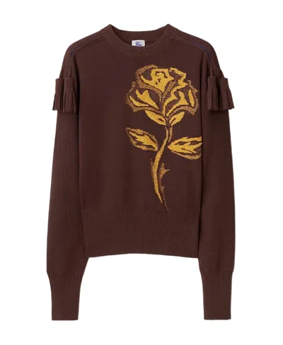 BURBERRY ROSE INTARSIA-KNIT JUMPER