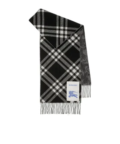 Burberry Rose-print Cashmere Scarf In White