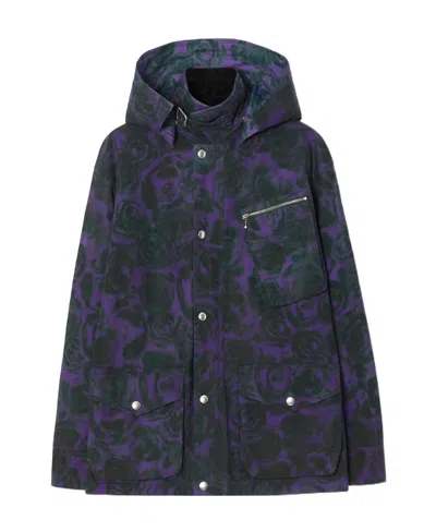 Burberry Rose-print Cotton Field Jacket In Black