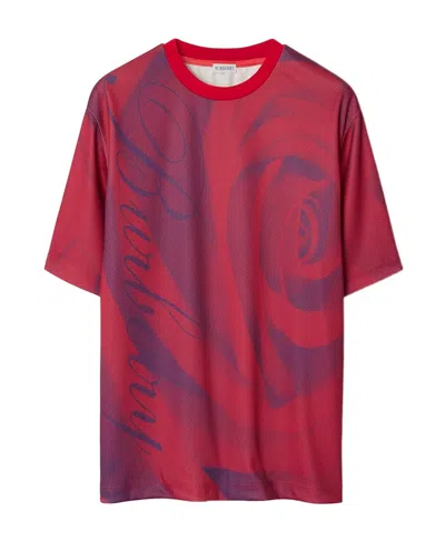 Burberry Rose-print Crew-neck T-shirt In Red
