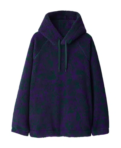Burberry Rose-print Fleece-texture Hoodie In Black