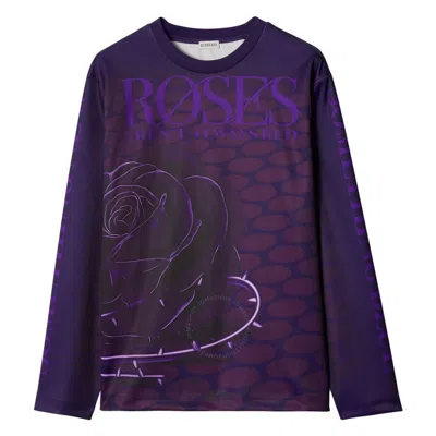 Burberry Rose-print Long-sleeve T-shirt In Violet