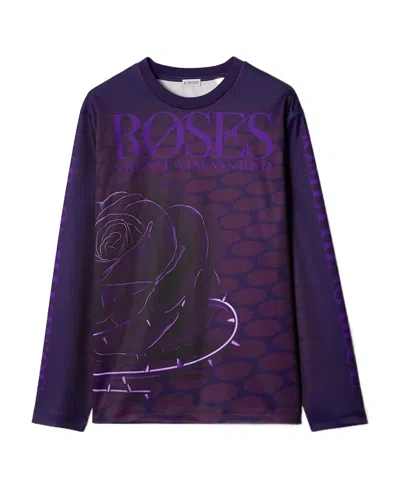 Burberry Rose-print Long-sleeve T-shirt In Violet
