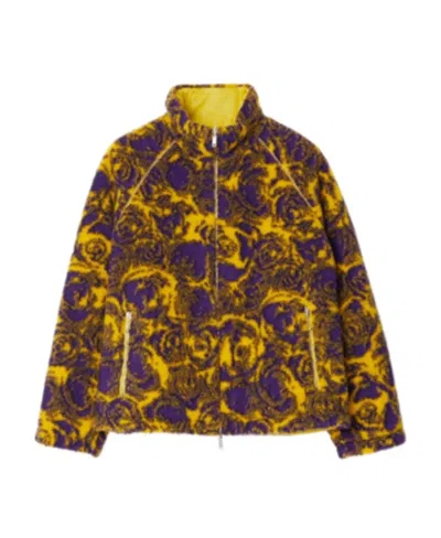 Burberry Rose-print Reversible Fleece Jacket In Brown