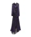 Burberry Rose Print Silk Dress In Black