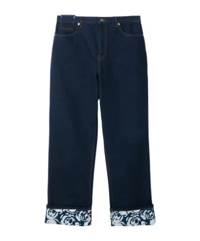BURBERRY BURBERRY ROSE PRINTED TURN-UP BRIM JEANS