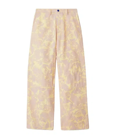 BURBERRY BURBERRY ROSE-PRINTED HIGH WAIST STRAIGHT-LEG TROUSERS