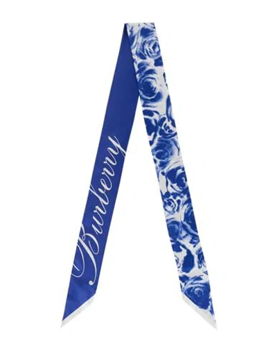 Burberry Rose-printed Silk Scarf Woman Scarf Multicolored Size - Silk In Blue