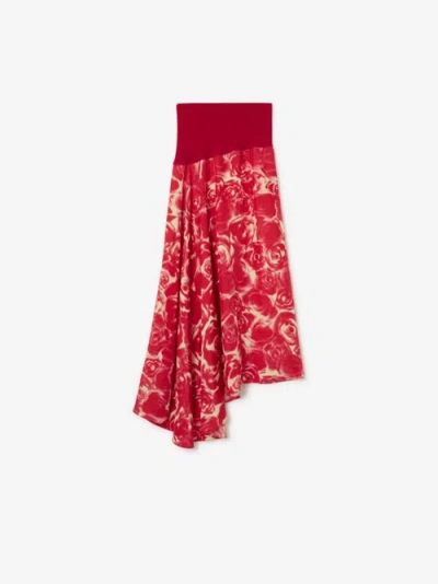 Burberry Rose Silk Skirt In Red
