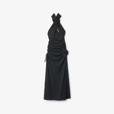 Burberry Rose Wool Halterneck Dress In Grey Melange