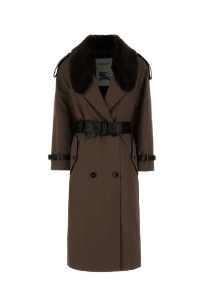 Burberry Roseville Gabardine Trench Jacket In Brown