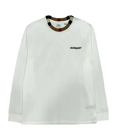 Burberry Round Collar And Long-sleeved T-shirt In White