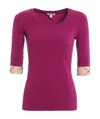 Burberry Round Collar, Mid-long Sleeve T-shirt In Purple