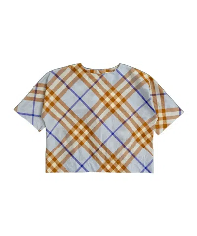 Burberry Round-collar Short-sleeve Blouse In Multicolor