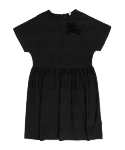 Burberry Round-collar Short-sleeve Dress In Black