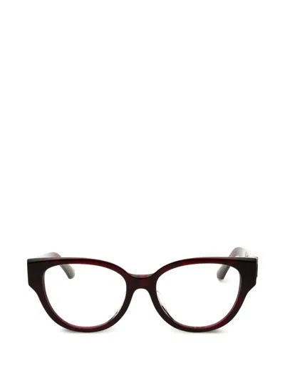 Burberry Round Full-rim Check-red Frame Glasses In Brown