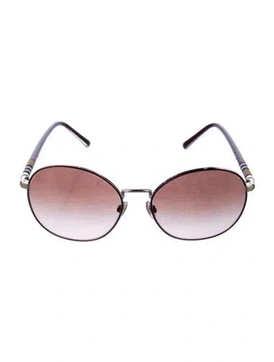 Pre-owned Burberry Round Gradient Sunglasses In Burgundy