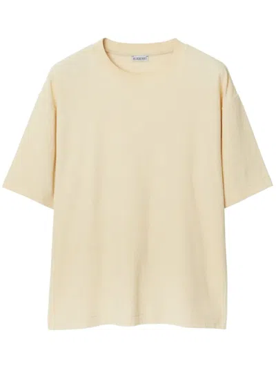 Burberry Intricate Logo Emboridered Femimine Fit T-shirt In Candle
