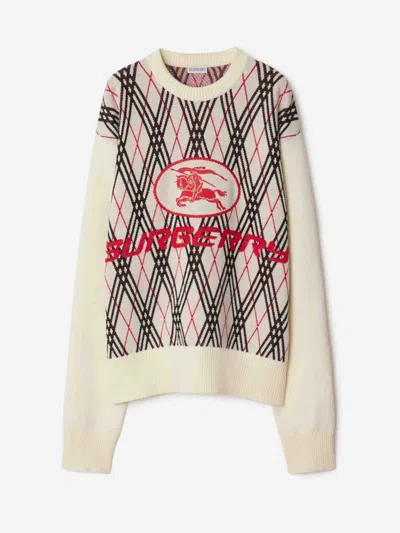 Burberry Men Row Neck Sweather With  Logo Print In Neutral