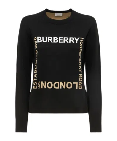 Burberry Round Neck Sweater In Black