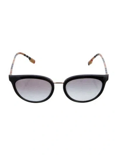 Pre-owned Burberry Round Tinted Sunglasses In Black
