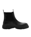 Burberry Leather Creeper Low Chelsea Boots In Black