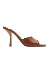 Burberry Round Toe High Heel Sandals In Chestnut