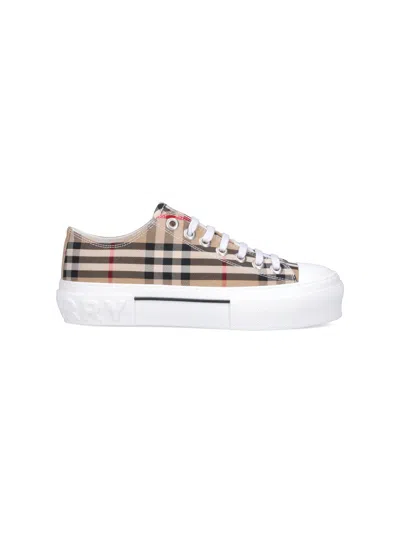 Burberry Round Toe Lace-up Sneakers In Multi
