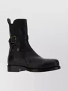 Burberry Round Toe Leather Ankle Boots With Pull Tab In Black