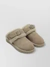 Burberry Round Toe Shearling Suede Mules