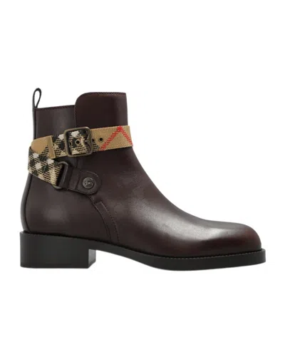 Burberry Round-toe Ankle Boots In Brown