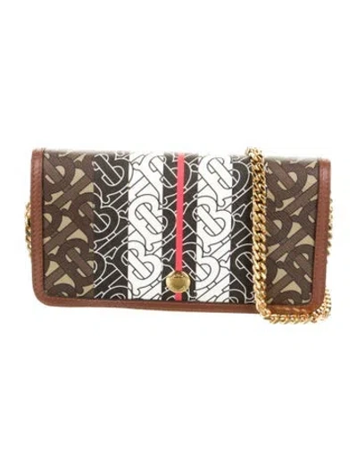 Pre-owned Burberry Rowe Wallet On Chain Tb Monogram Wallet In Neutral