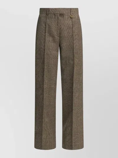 Burberry Rozalyn High Waist Check Tailored Trousers In Gray