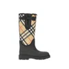 Burberry Embroidered Canvas And Rubber Boots In Blue