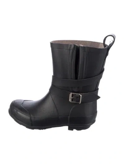 Pre-owned Burberry Babies' Rubber Buckled Boots In Black