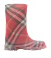 Burberry Kids Red Check Rubber Marsh High Boots In Multi
