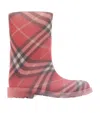 Burberry Kids Red Check Rubber Marsh High Boots In Red