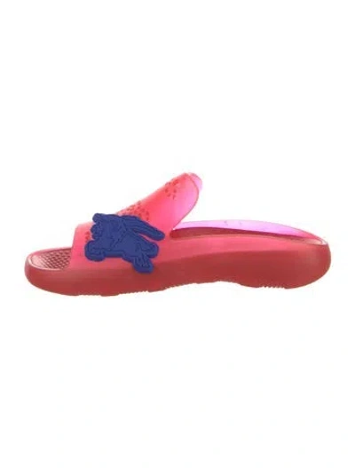 Pre-owned Burberry Rubber Colorblock Pattern Slides In Red