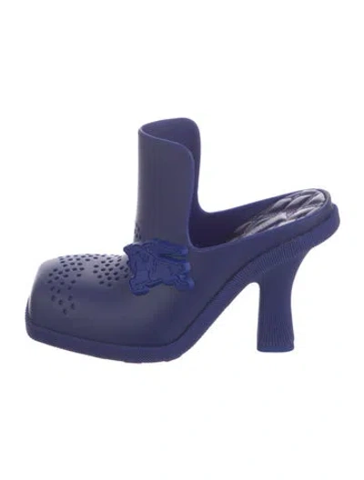 Pre-owned Burberry Rubber Cutout Accent Mules W/ Tags In Blue