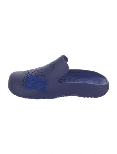 Pre-owned Burberry Rubber Cutout Accent Mules W/ Tags In Blue