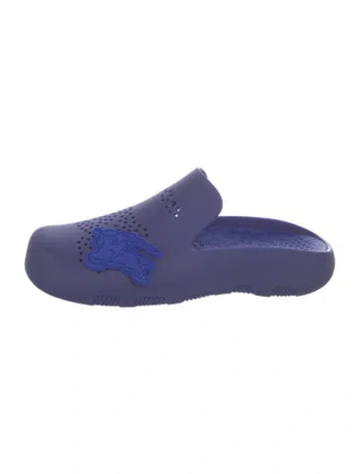 Pre-owned Burberry Rubber Cutout Accent Slides In Blue