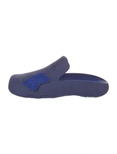 Pre-owned Burberry Rubber Cutout Accent Slides In Blue