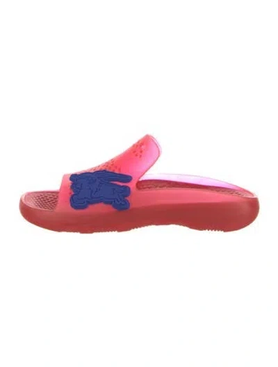 Pre-owned Burberry Rubber Cutout Accent Slides In Red