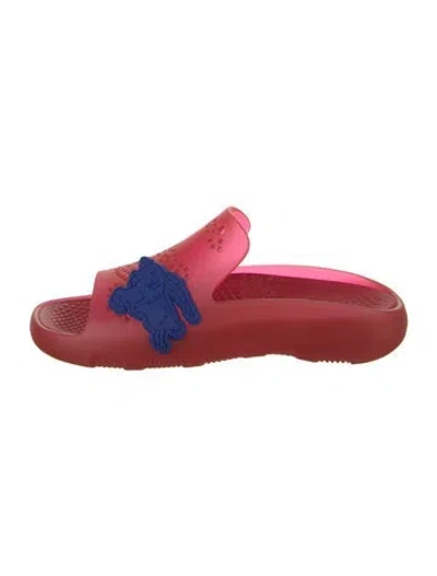 Pre-owned Burberry Rubber Cutout Accent Slides In Red